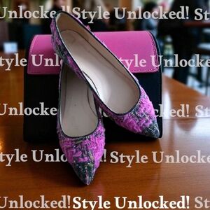 J. Crew Tweed Pink and Black Women's Flats